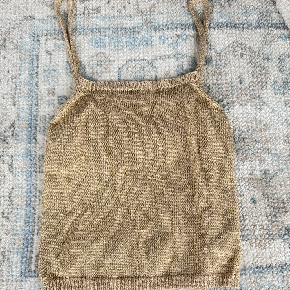 SHEIN Metallic Gold Knit Cami Tank
